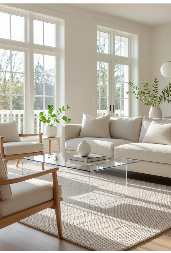 clear acrylics and glass tables