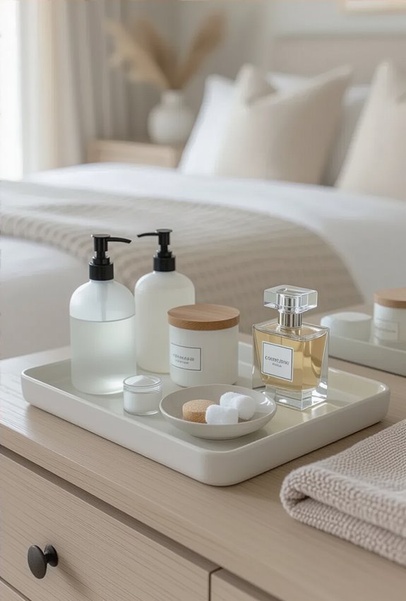 clear compartmentalized vanity trays