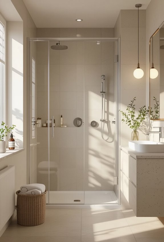 clear glass enlarges bathrooms