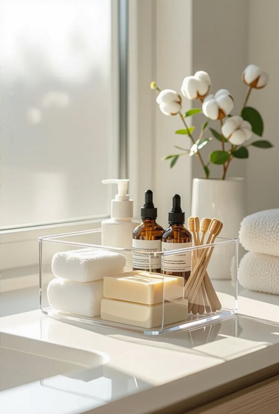 clear jars organize bathroom essentials