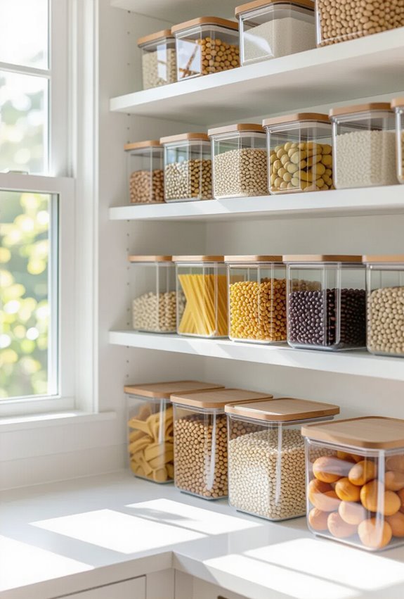 clear labeled airtight containers