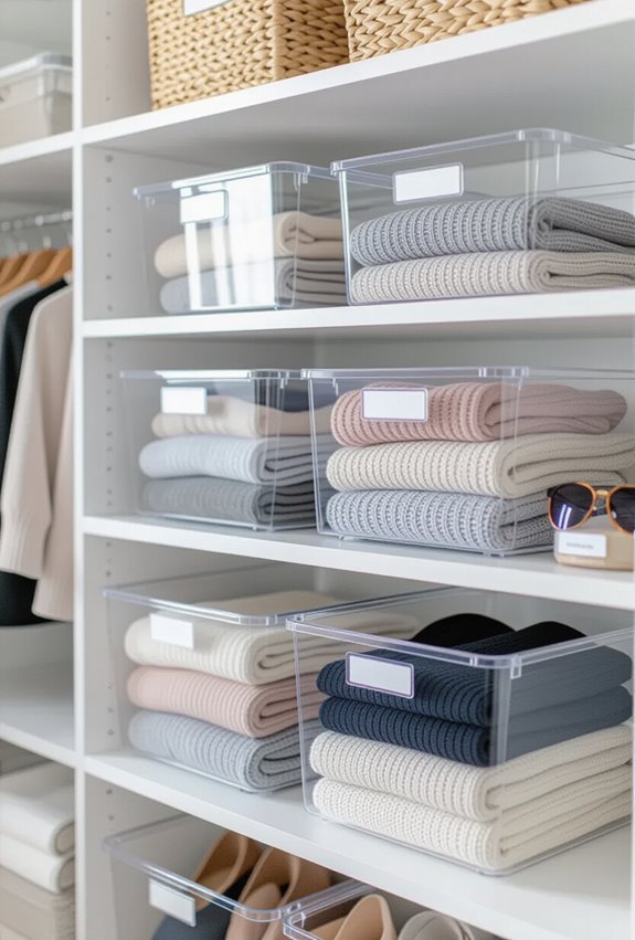 clear labeled stackable storage