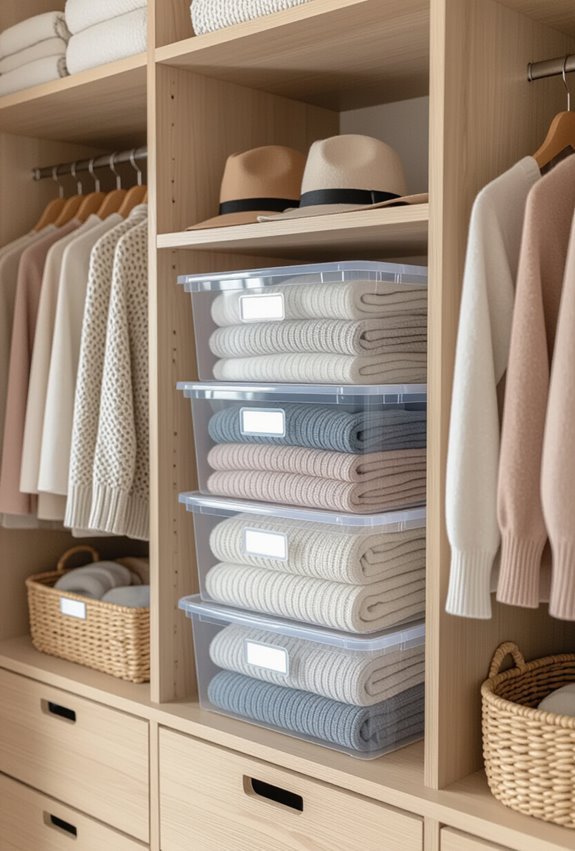 clear labeled stackable storage