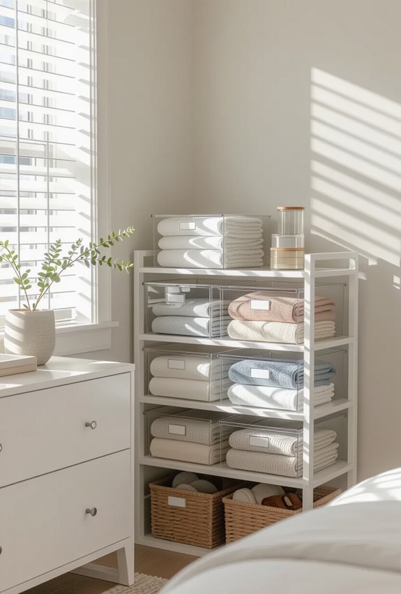 clear labeled transparent storage