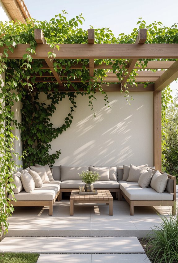 climbing plants soften pergola lines