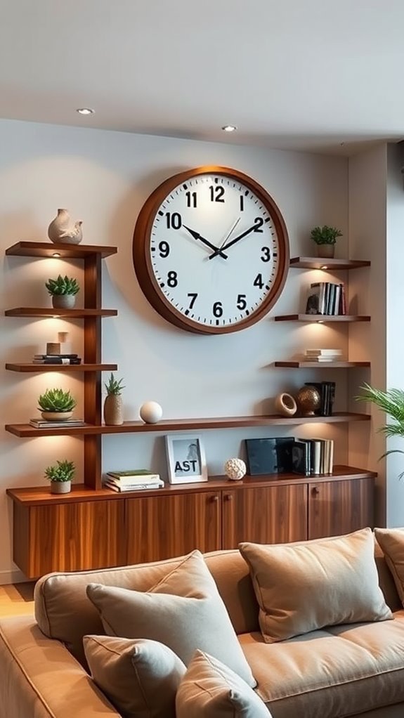 clocks integrated with shelves
