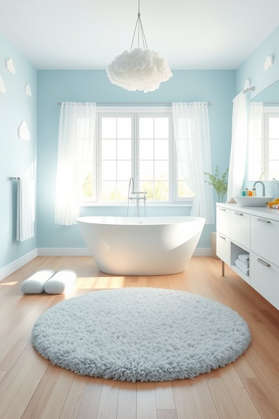 cloud themed kids bathroom retreat