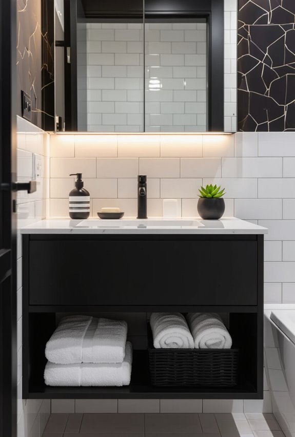 clutter free black and white storage