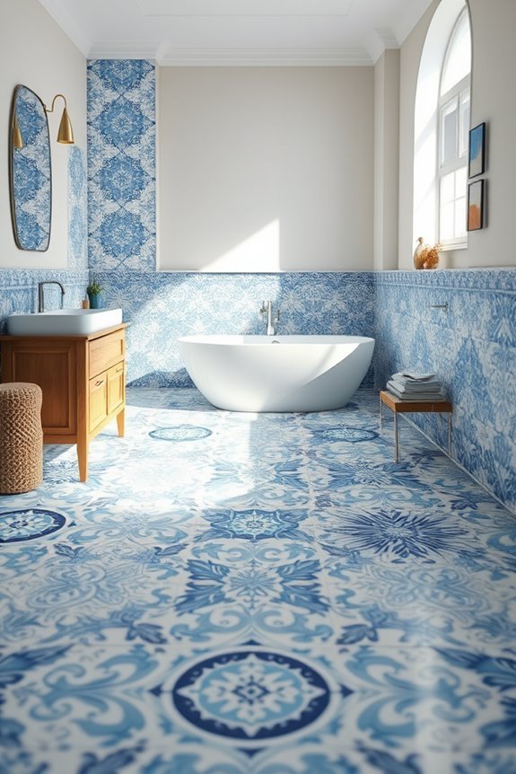 coastal blue and white tiles