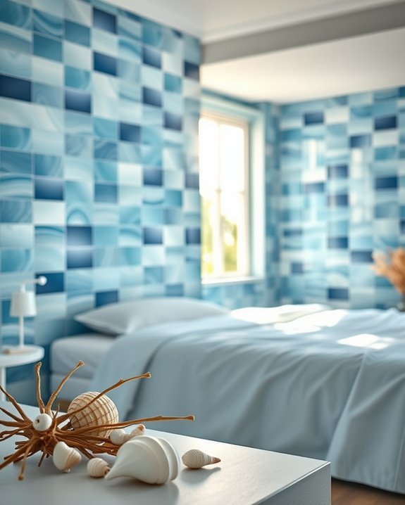 coastal blue tile decor