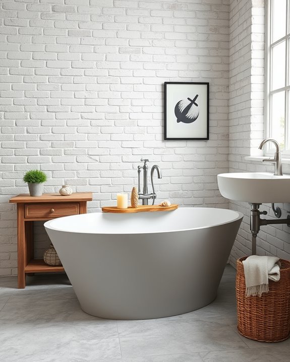 coastal brick bathroom decor