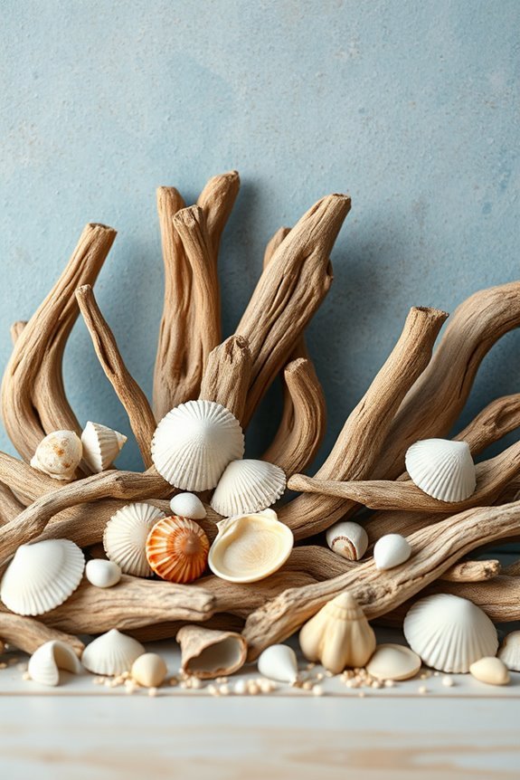 coastal decor with driftwood