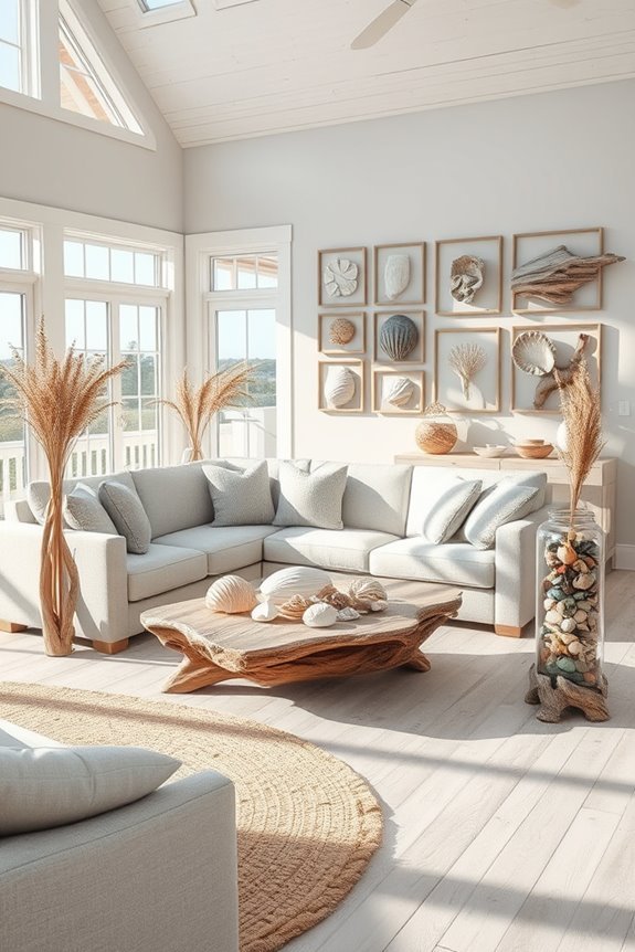 coastal driftwood and shells
