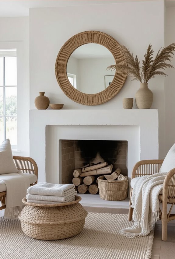 coastal textured hearth with ambiance