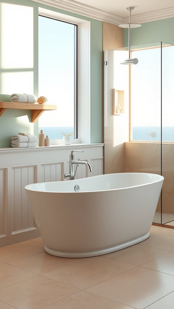 coastal themed bathtub shower retreat