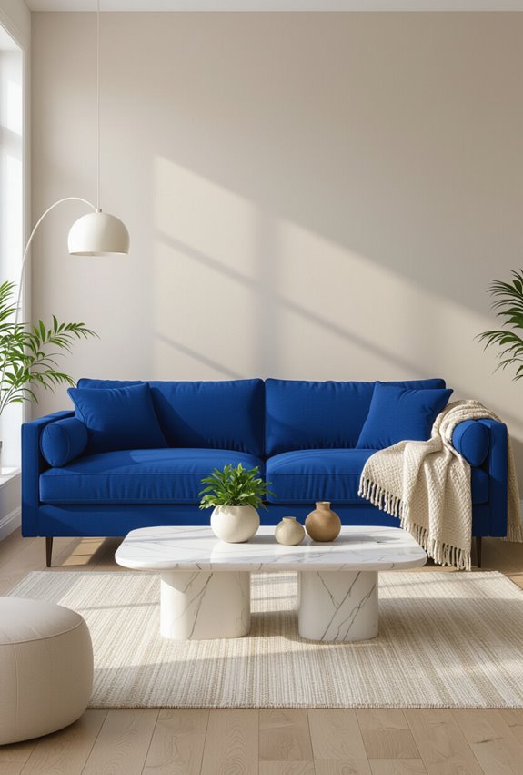cobalt blue statement living room