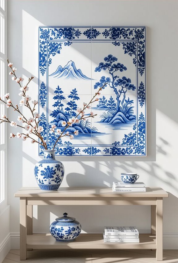 cobalt glazed intricate porcelain motifs