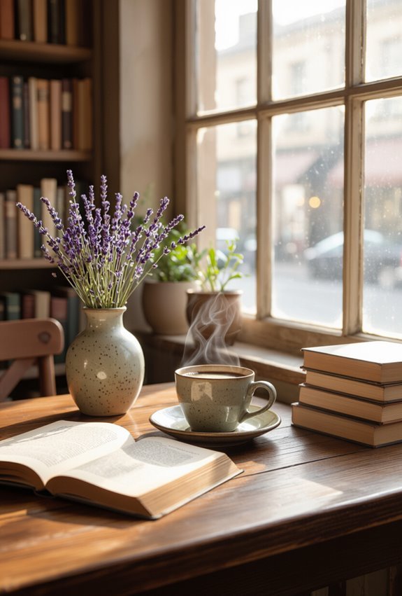 coffee and old books ambiance
