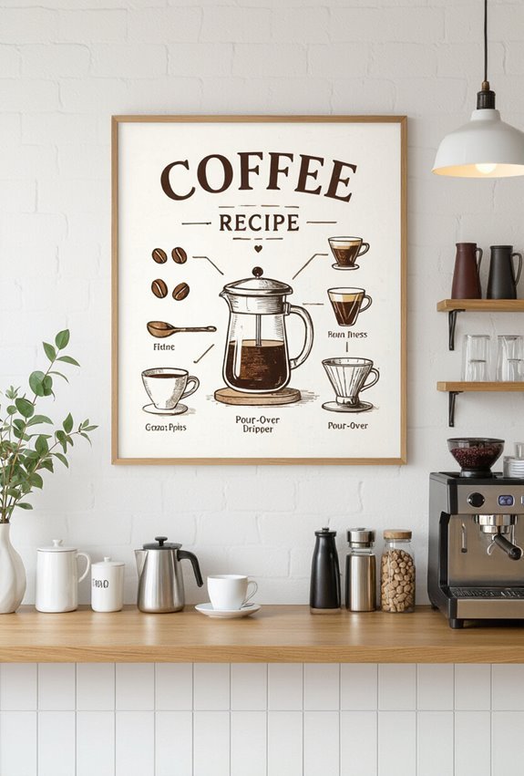 coffee recipe illustrated prints
