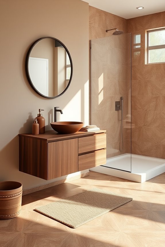 cohesive brown bathroom accessories
