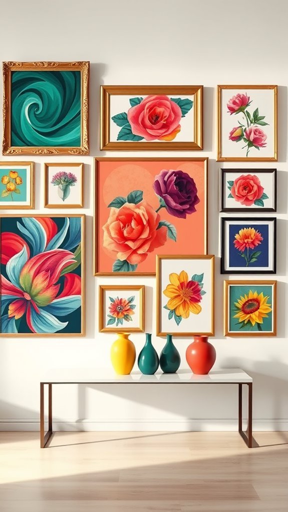 color blocked gallery wall design