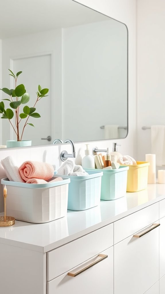 color coded bathroom organization
