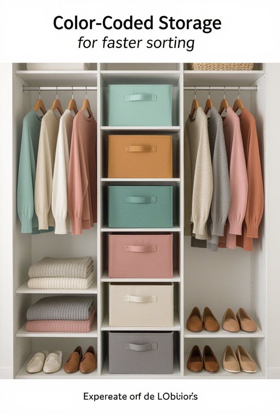 color coded bins for sorting