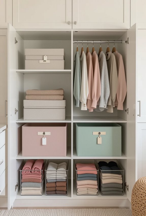 color coded labeled clothing organization
