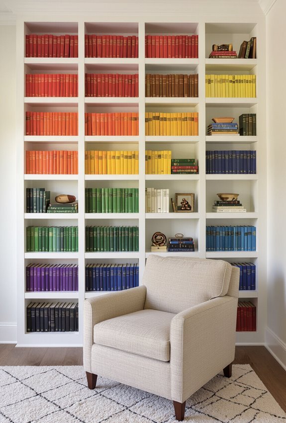 color coded vibrant reading nook