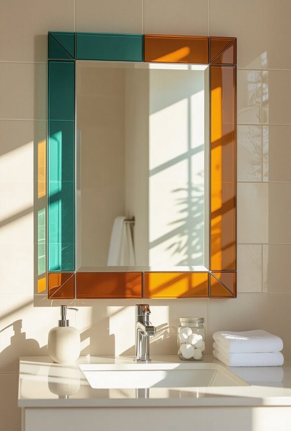 colored glass framed mirror