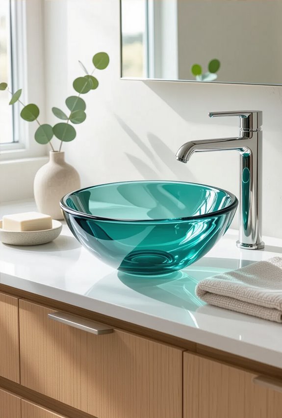 colored glass sink focality