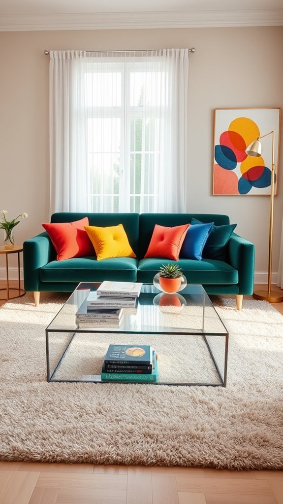 colorful accents enhance atmosphere