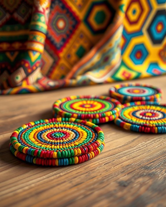 colorful artisan beaded coasters