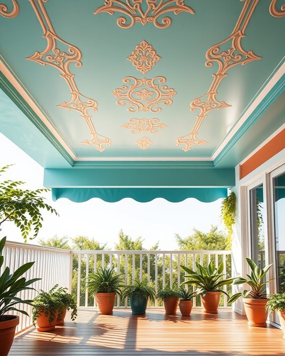 colorful balcony ceiling makeover
