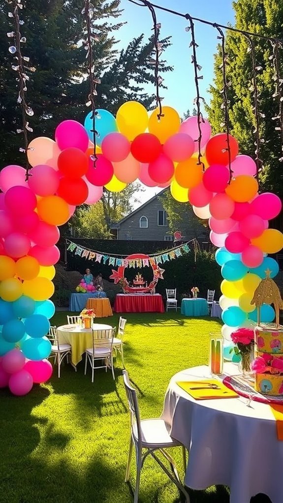 colorful balloon arch decor