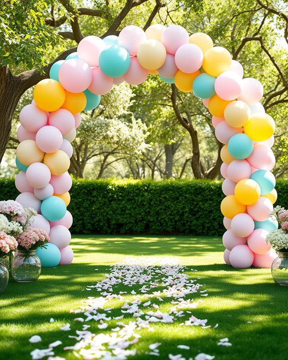 colorful balloon wedding arch