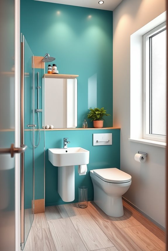 colorful bathroom accent wall