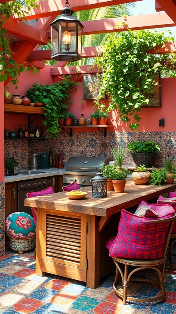 colorful bohemian cooking space