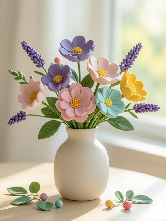 colorful clay flower arrangements