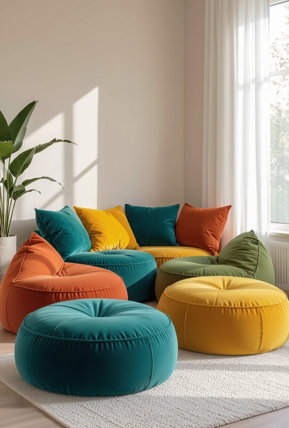 colorful cozy beanbag nook
