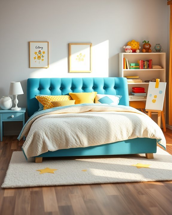 colorful cozy upholstered beds