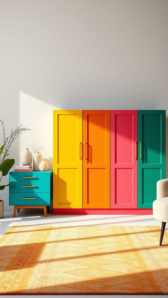 colorful cupboards enhance decor