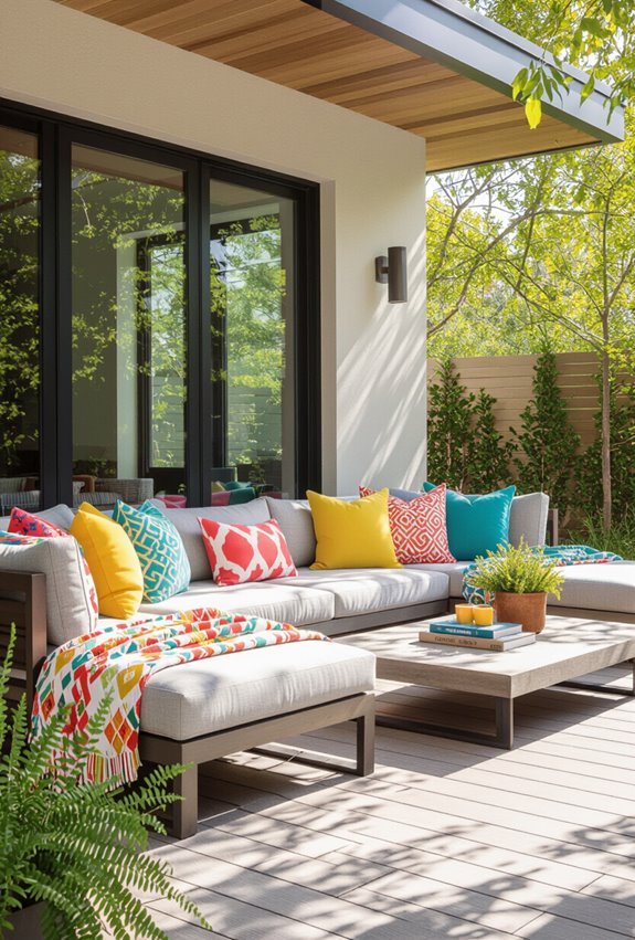 colorful cushions create playful comfort