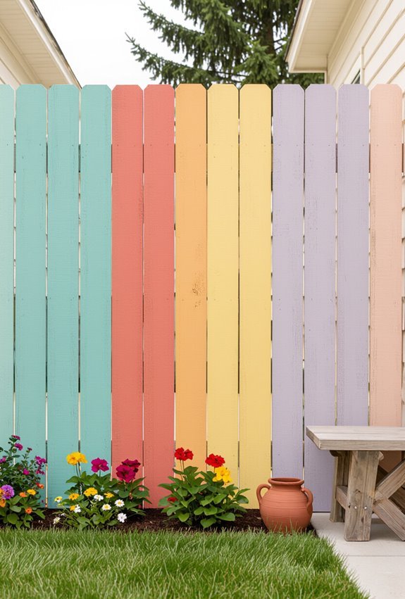 colorful customizable painted wooden fence