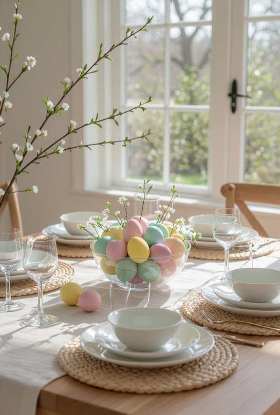 colorful eggs enhance tablescapes