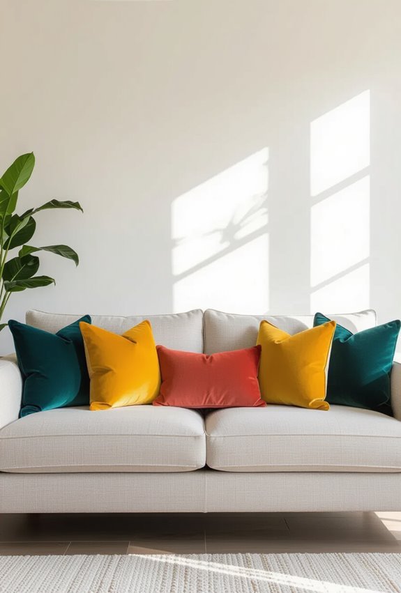 colorful embroidered pom pom pillows