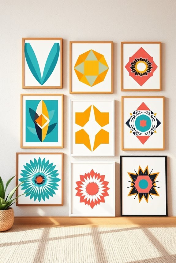 colorful geometric wall art