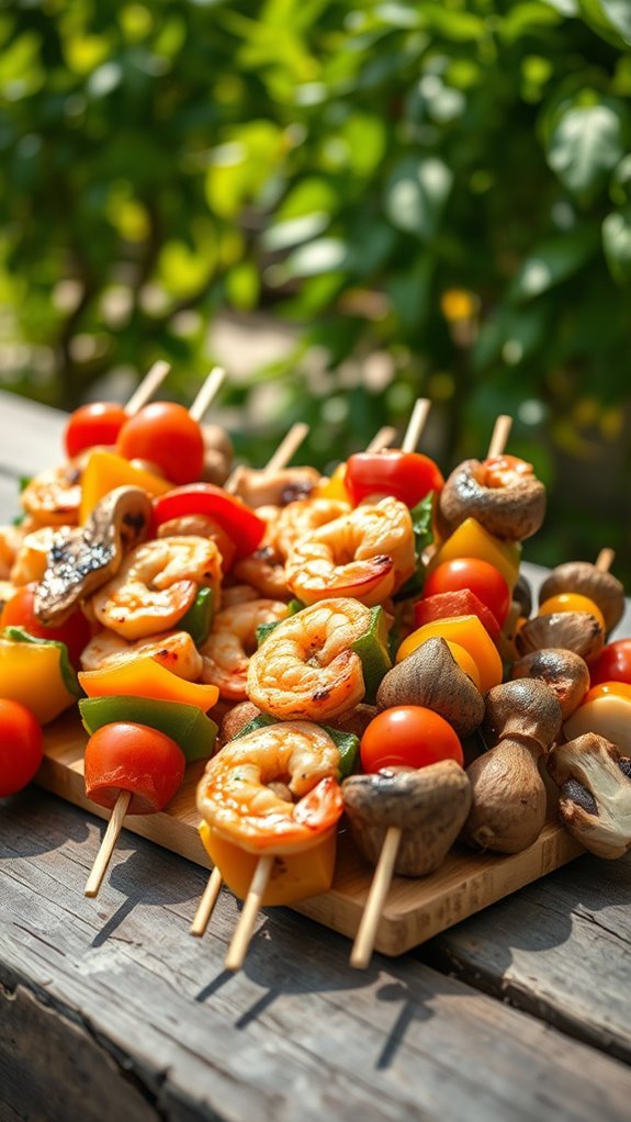colorful grilled skewers assortment