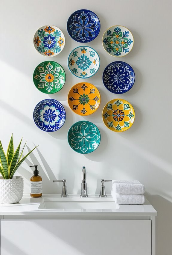 colorful hand painted plate display