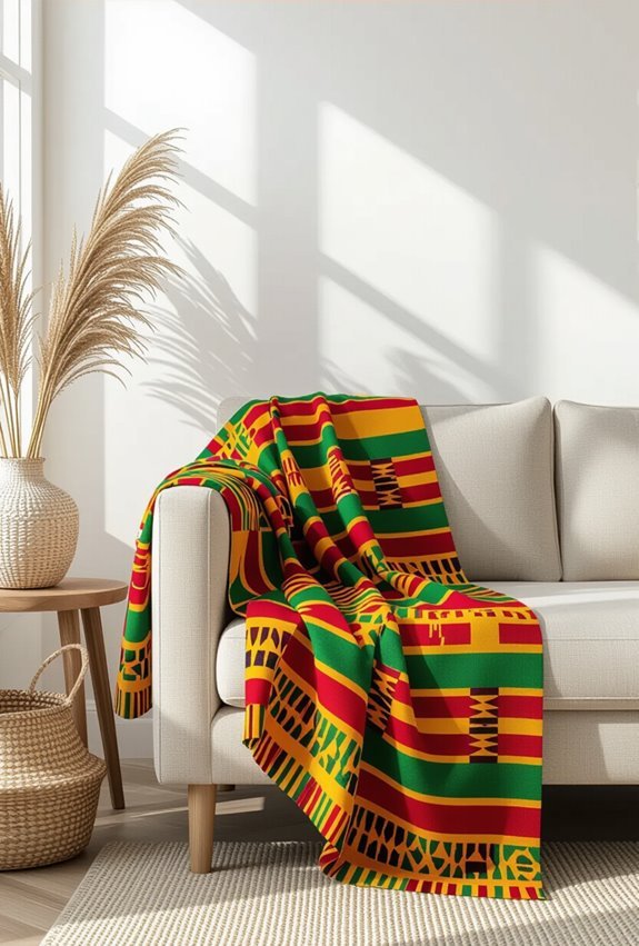colorful kente cloth throws
